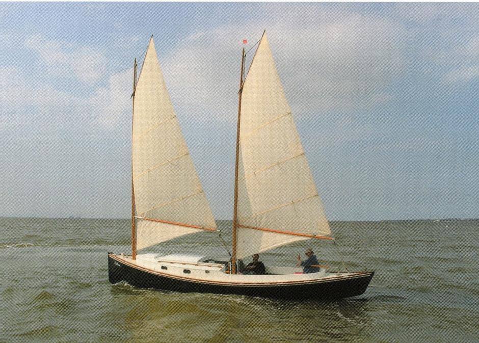 Zeilboot Sharpie Egret platbodem kajuit, Ophalen, Binnenboordmotor, 1.00 - 1.50 meter, Diesel