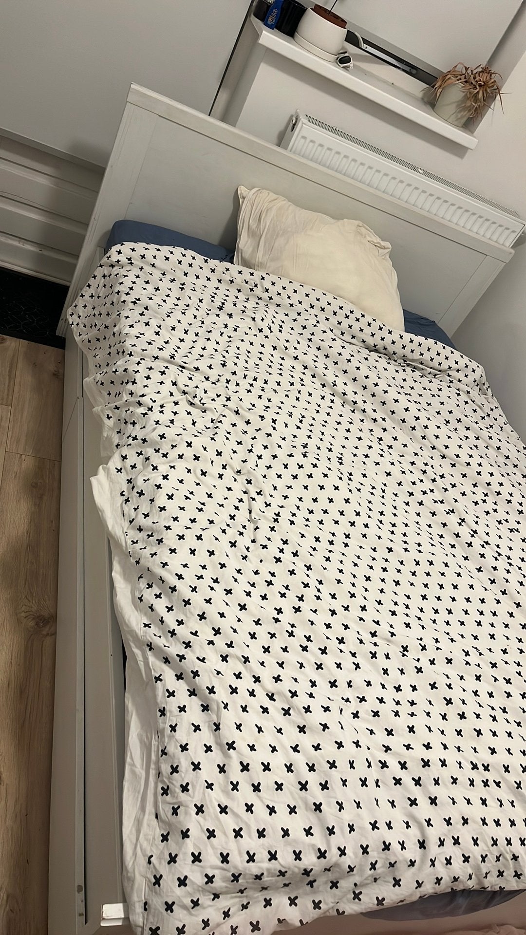 Bed met 2 lades 140, Ophalen, Wit, Tweepersoons, Zo goed als nieuw