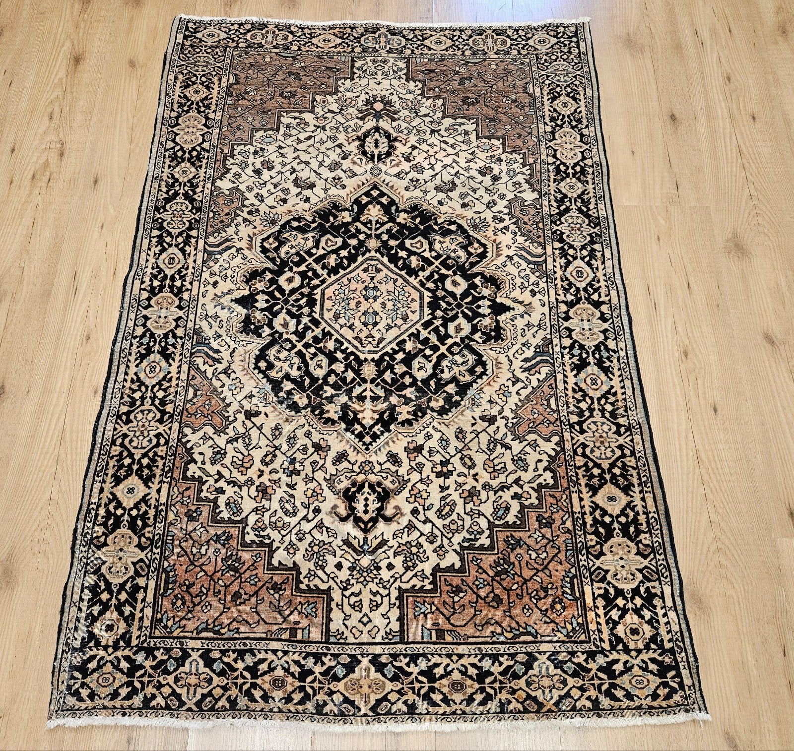 Vintage handgeknoopt perzisch tapijt feraghan antiek 152x100, Info@SlatsAntiek.nl, Tweedehands, 100 tot 150 cm, Perzisch