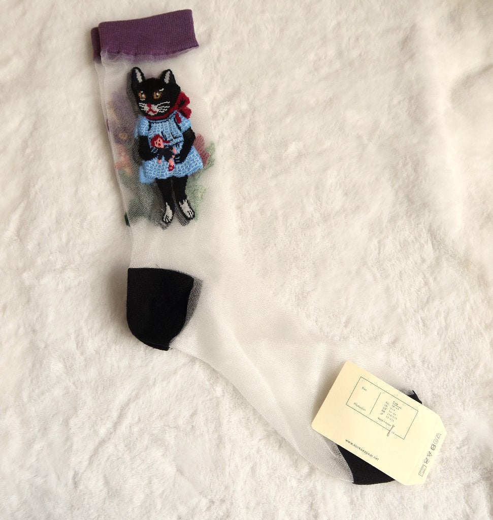 Nathalie Lete x Socks Appeal transparante katten sokken, Sokken en Kniesokken, Nathalie Lete, Overige kleuren, Verzenden