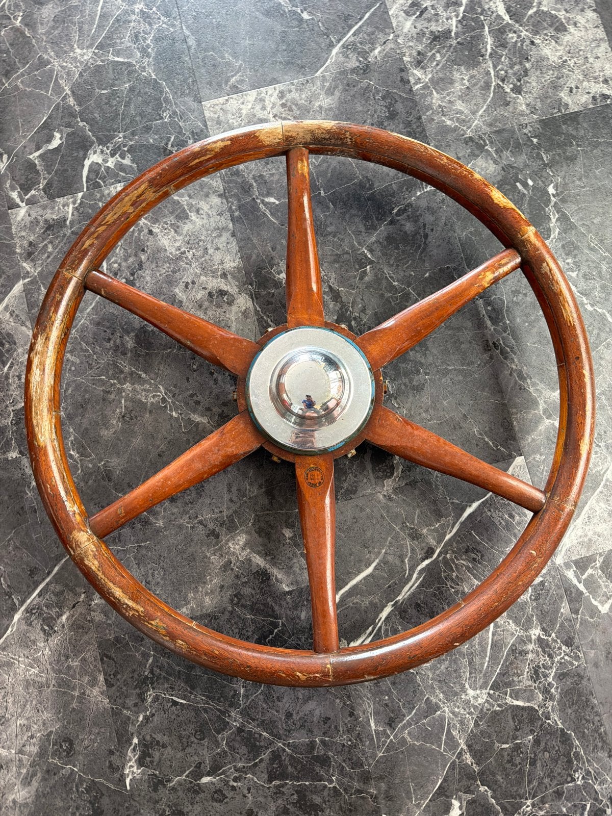 Antiek scheepsroer van hout en messing - 70 cm, Ophalen of Verzenden, Gebruikt