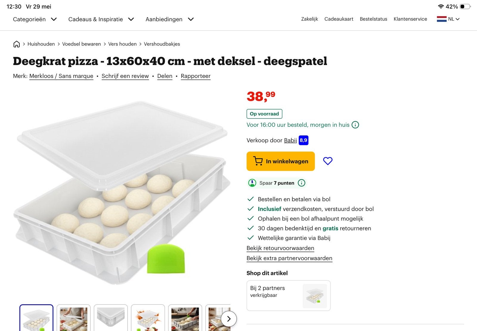 Deegkrat voor brooddeeg of pizzadeeg, Ophalen, Zo goed als nieuw
