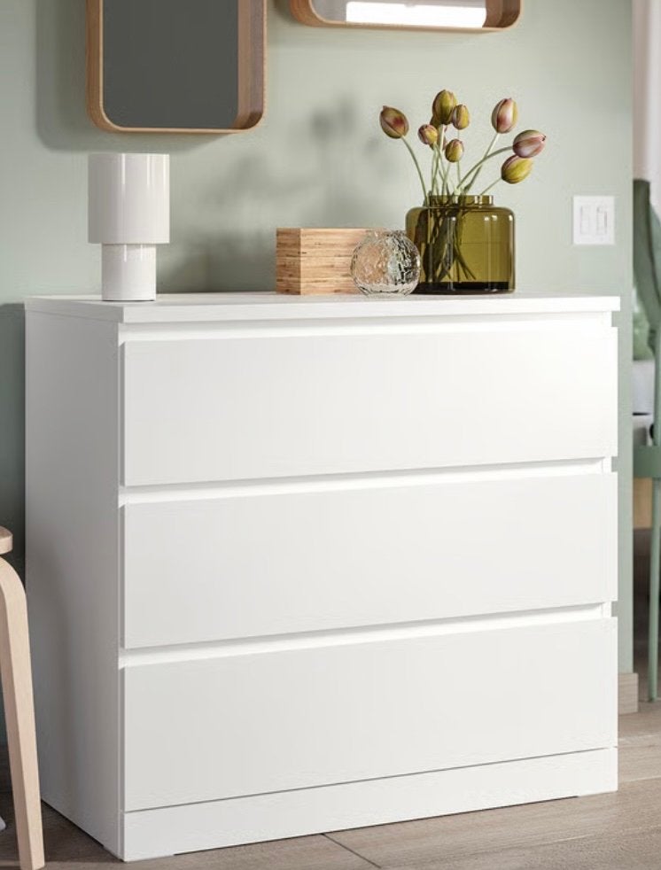 2 witte Malm ladekasten met 3 laden, Ophalen, Overige materialen, 50 tot 100 cm, Zo goed als nieuw
