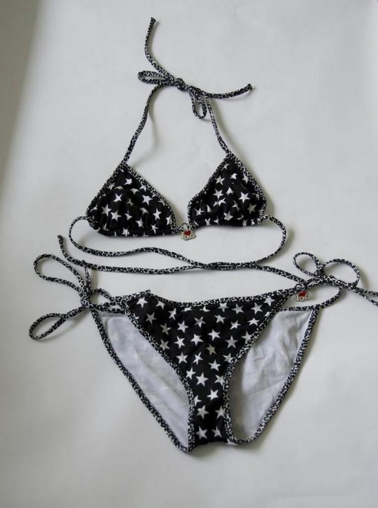 D&G Bikini Sterren zwart wit ZGAN, Kleding | Dames, Badmode en Zwemkleding, Zo goed als nieuw, Badpak, Zwart, Ophalen of Verzenden