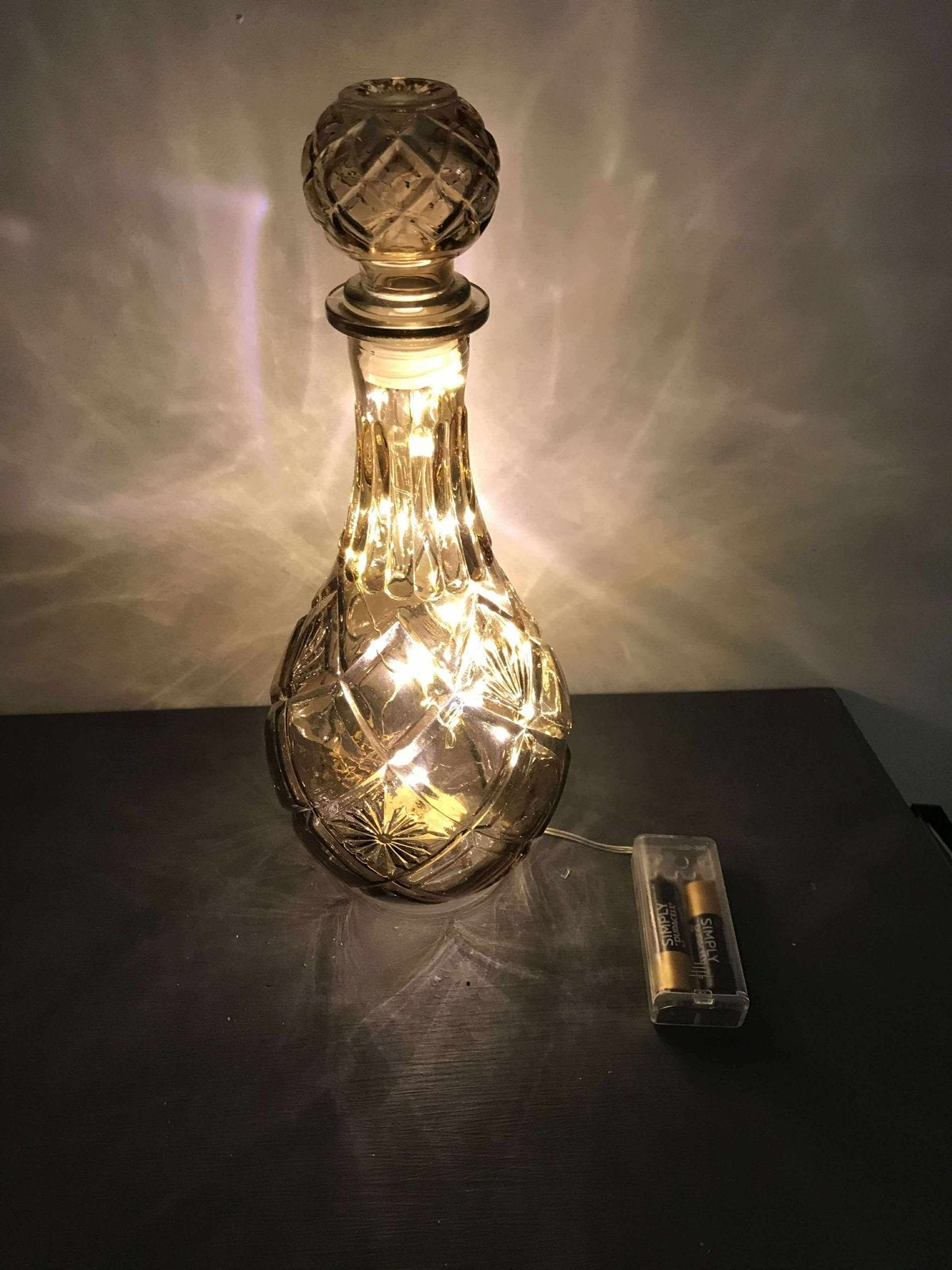 Vintage Glazen Fles Lamp, Ophalen of Verzenden, Zo goed als nieuw