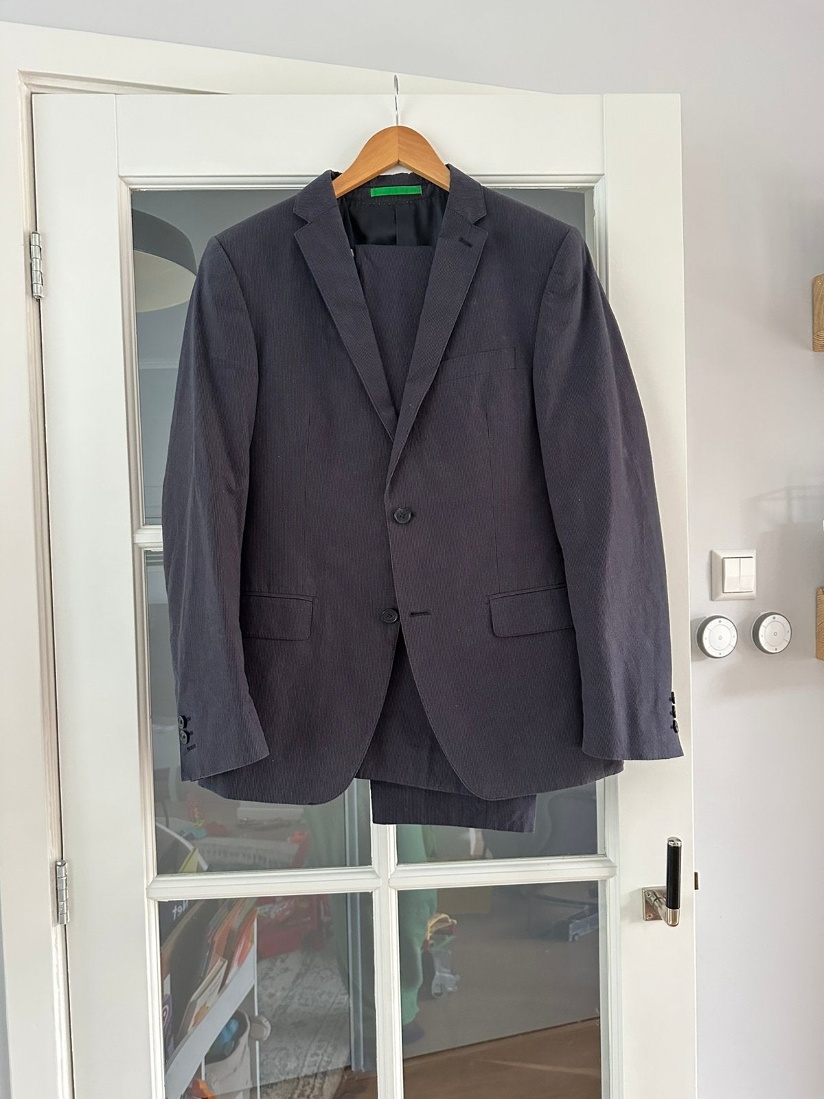 Prachtig blauw kostuum van katoen WE maat 48, Kleding | Heren, Kostuums en Colberts, Ophalen of Verzenden, Zo goed als nieuw, Maat 48/50 (M)