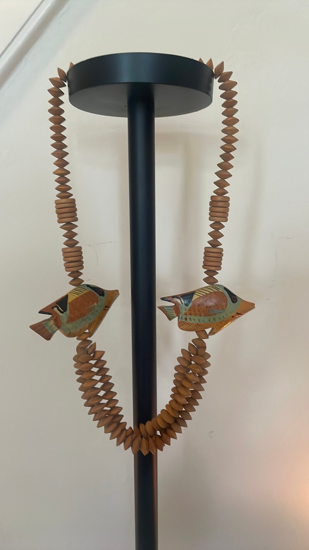Vintage houten statement ketting met handgeschilderde vissen, Sieraden, Tassen en Uiterlijk, Ophalen of Verzenden, Zo goed als nieuw