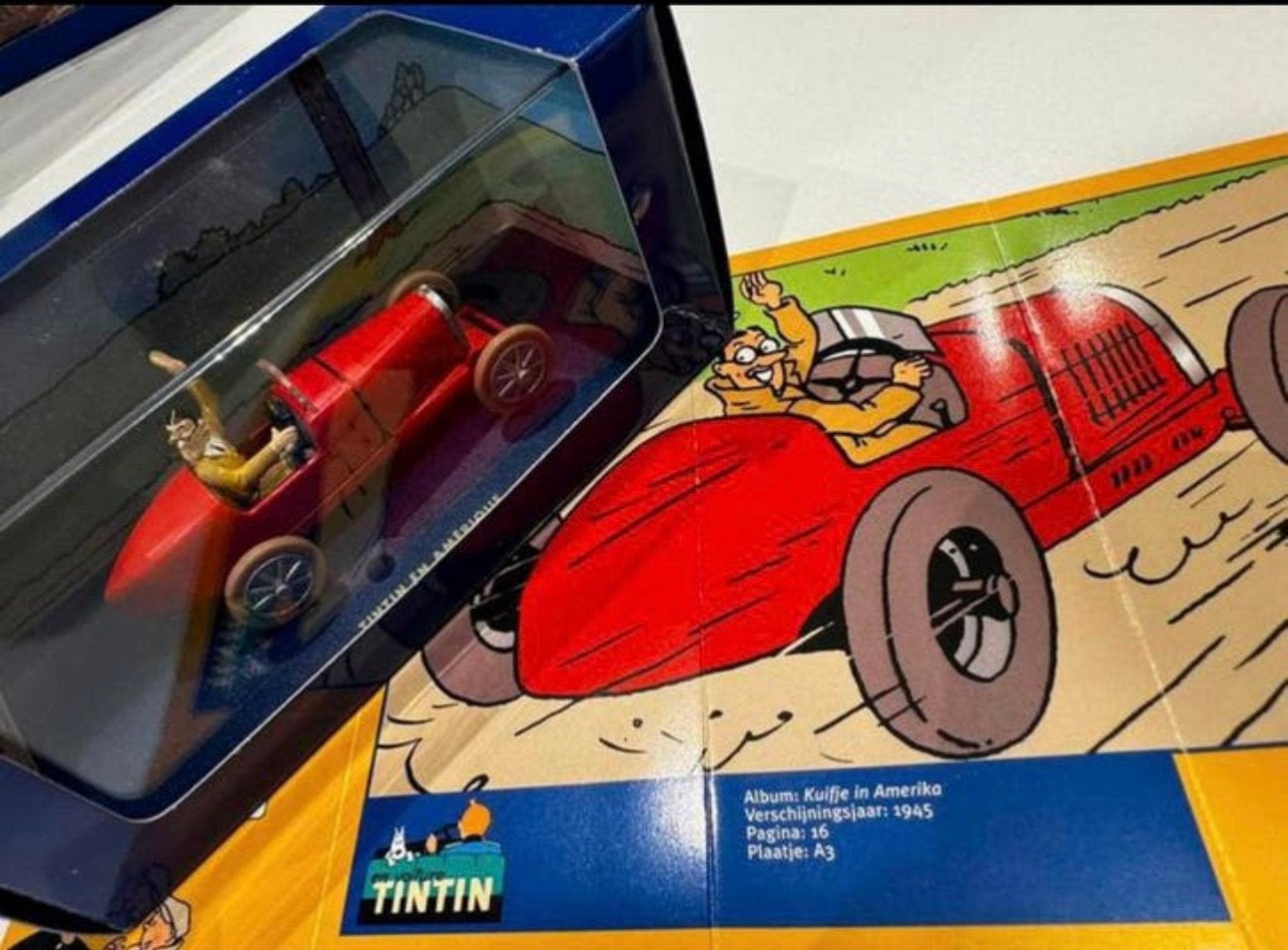 Kuifje auto 1:43 de bugatti bobby smiles uit k in amerika, Ophalen of Verzenden, Kuifje, Zo goed als nieuw, Beeldje of Figuurtje