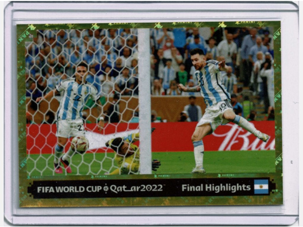 2024 Panini FIFA 365 Lionel Messi Goal World Cup Final Gold, Ophalen of Verzenden, Zo goed als nieuw, Buitenlandse clubs, Shirt