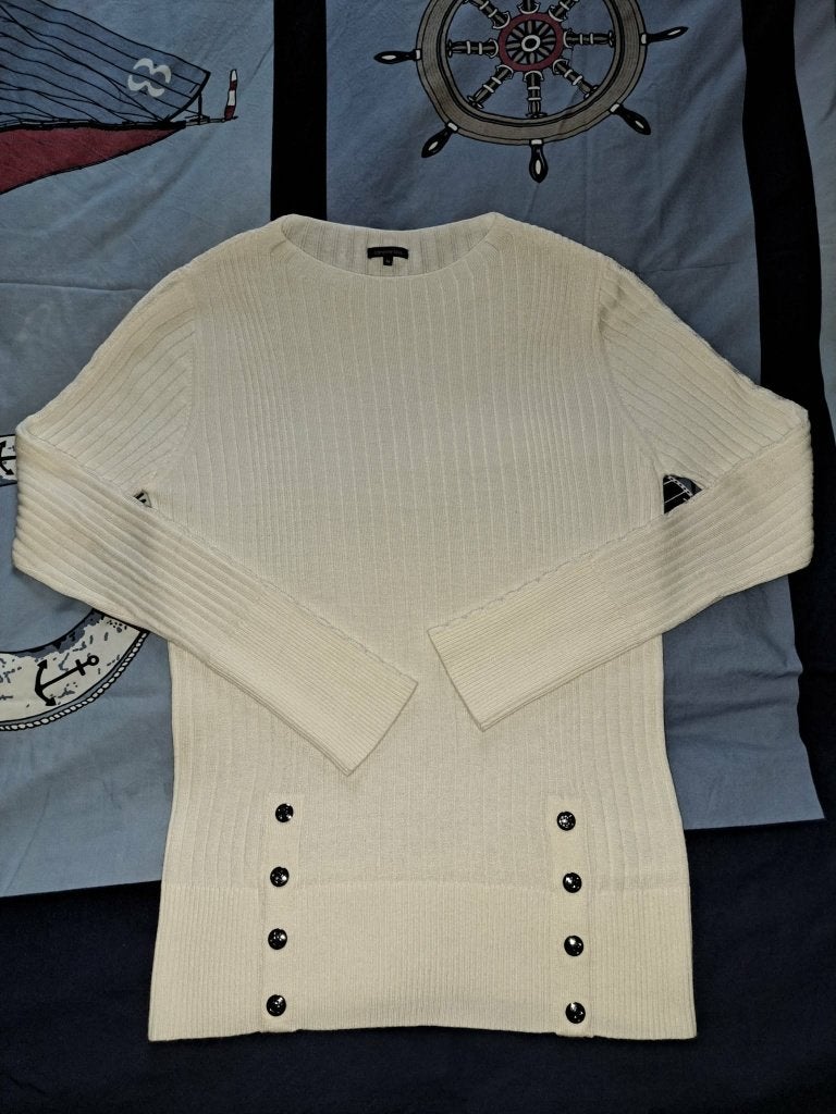 Caroline Biss dunne trui - Stijlvol opengewerkte mouwen, XL, Wit, Maat 46/48 (XL) of groter, Ophalen of Verzenden, Zo goed als nieuw