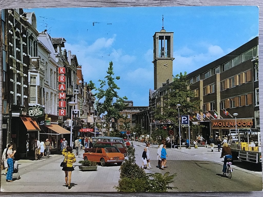Oude ansichtkaart Nijmegen Molenstraat met Molenpoort 1977, Verzamelen, Ansichtkaarten | Nederland, Ophalen of Verzenden, 1960 tot 1980