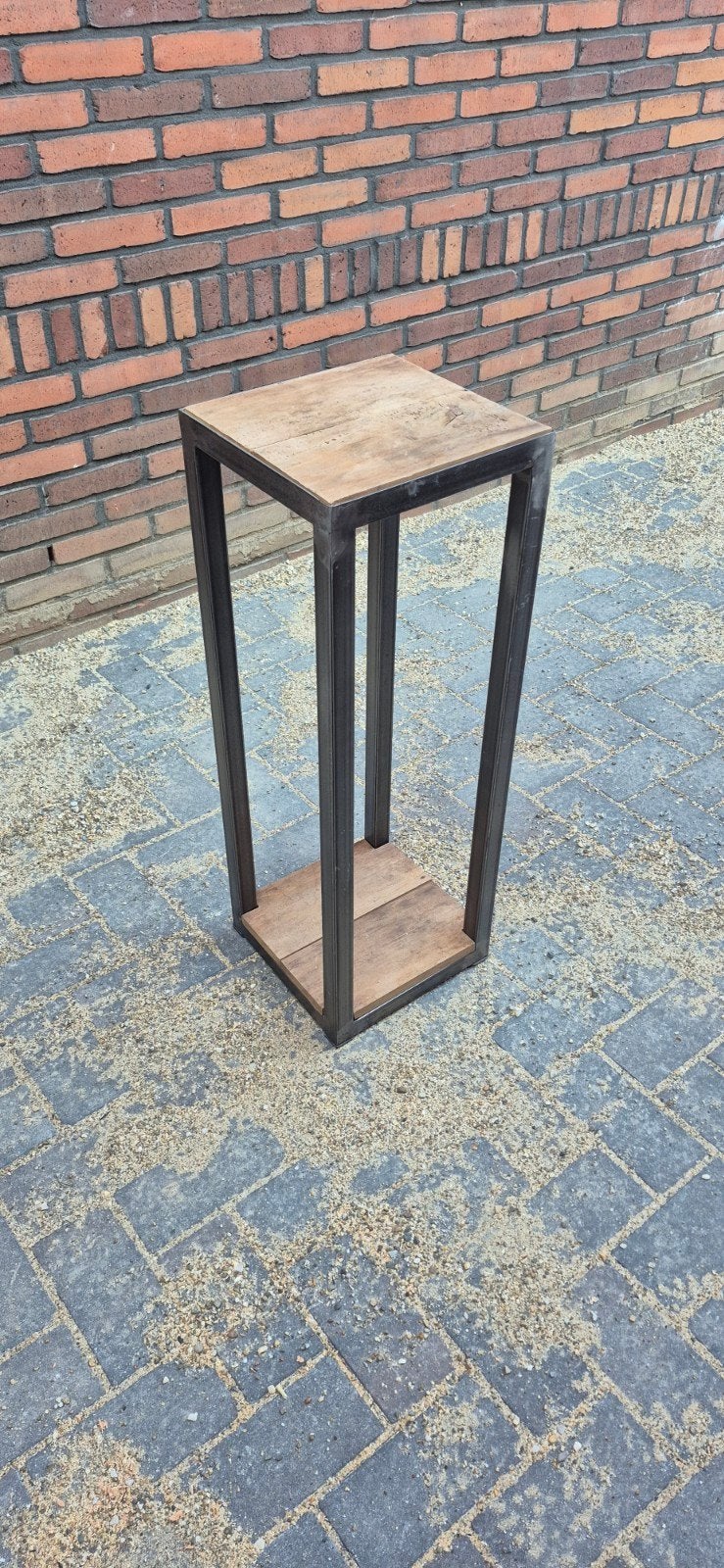 Robuuste plantenzuil van staal en hout, Ophalen, Zo goed als nieuw