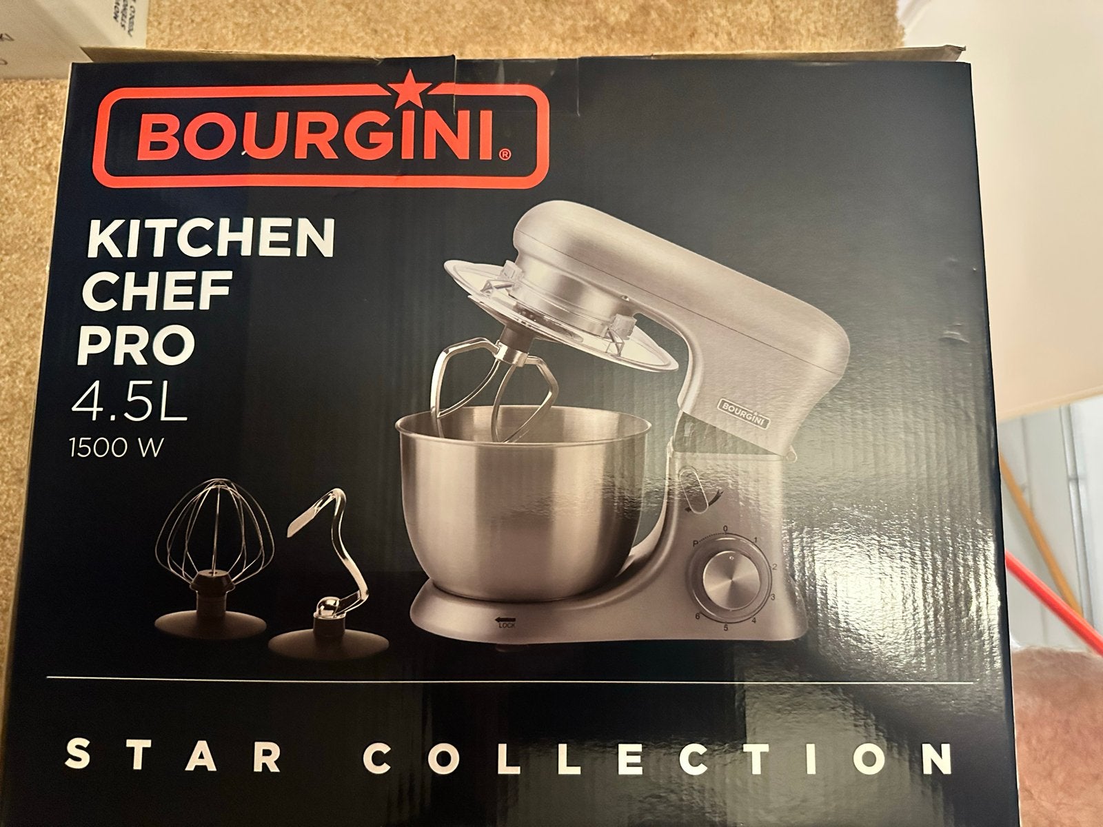 Bourgini Kitchen Chef Pro 4.5L 1500W Mixer - Nieuw in doos, Ophalen, 4 liter of meer, Nieuw, 3 snelheden of meer