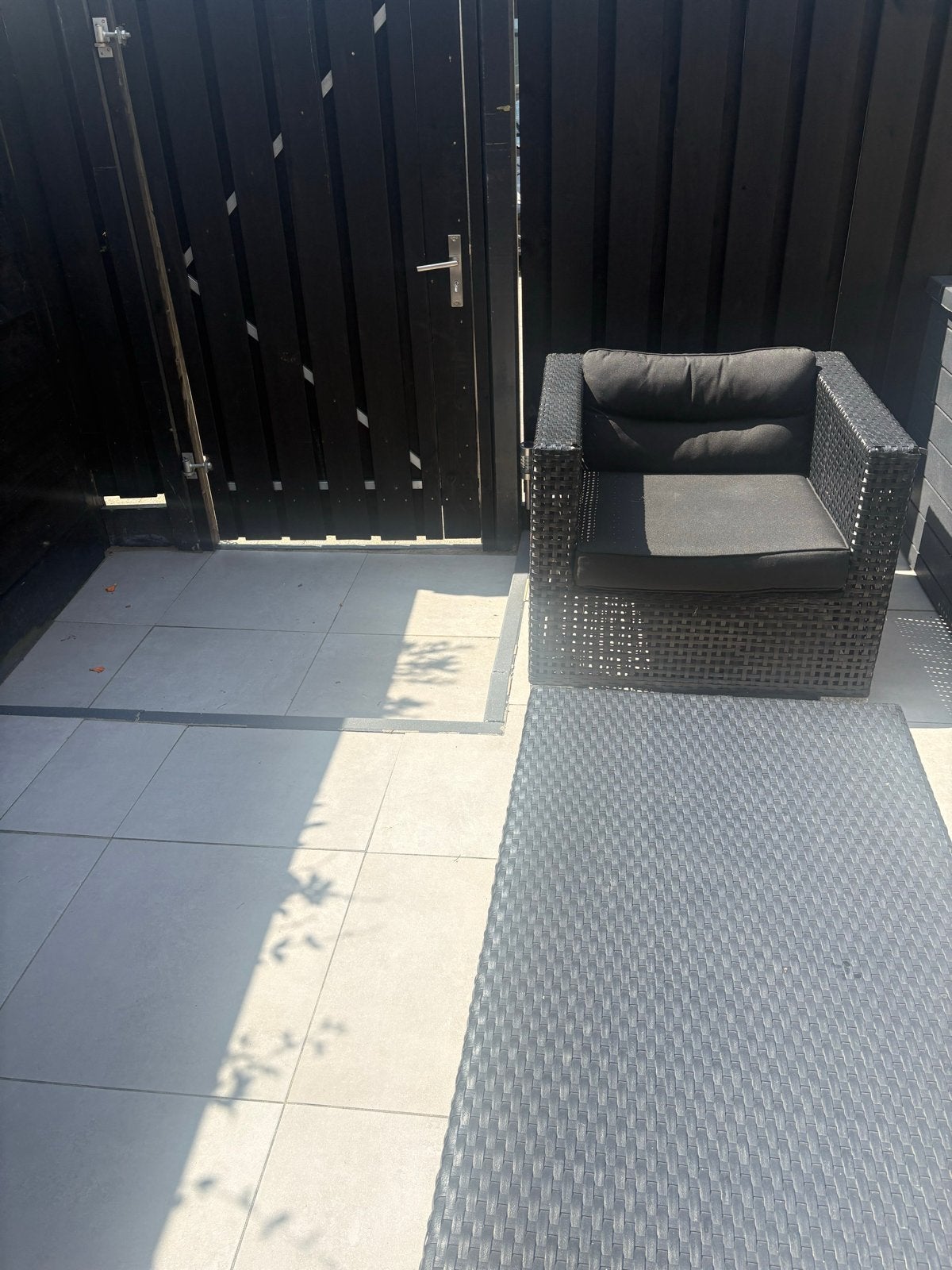 Zwarte Loungeset met Kussens, Kunststof, Gebruikt, Bijzettafel, Loungeset