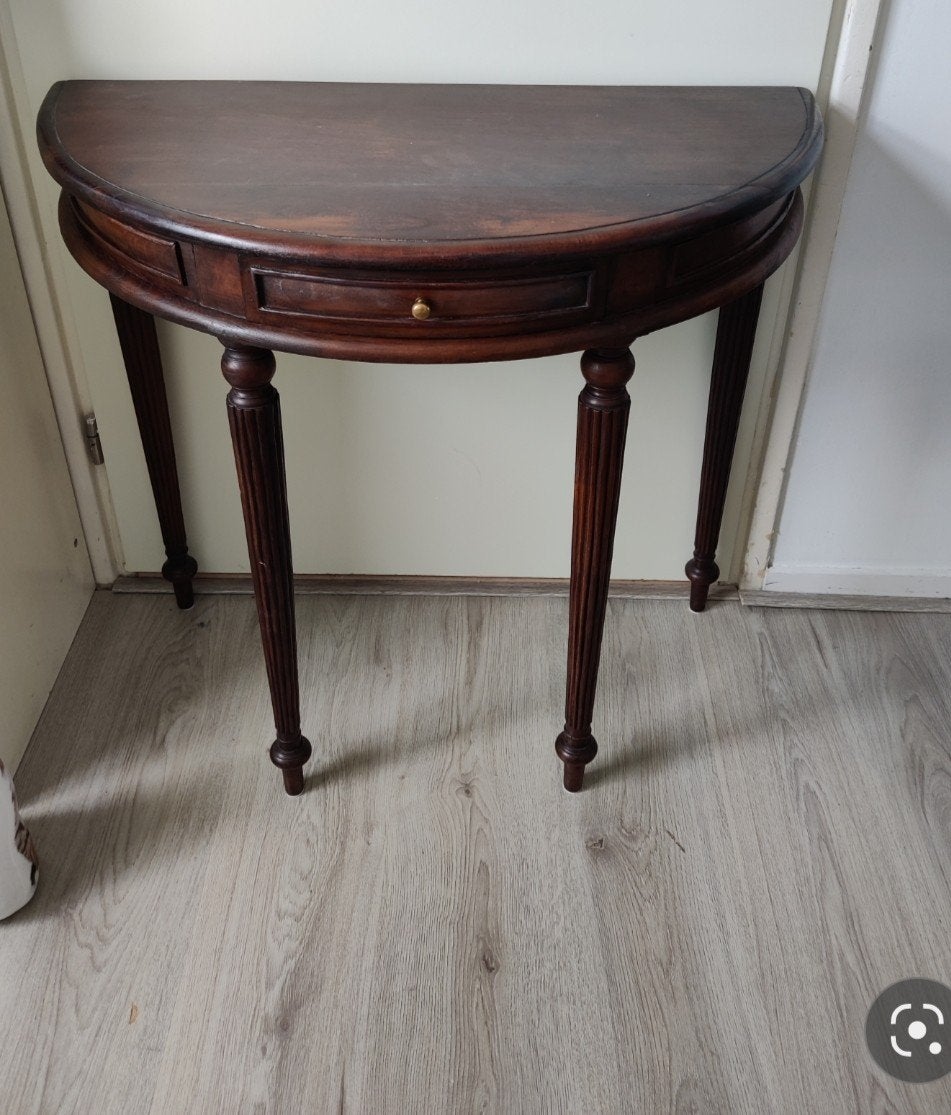 Klassiek muur of hal tafeltje met lade, Huis en Inrichting, Tafels | Sidetables, Ophalen, Gebruikt, 50 tot 100 cm, 25 tot 50 cm