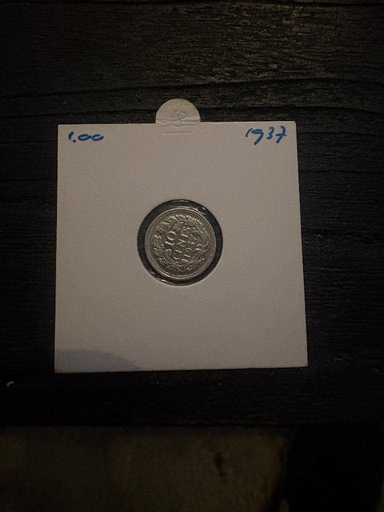 Zilveren Dubbeltje Wilhelmina 1937 (10 Cents, Postzegels en Munten, Munten | Nederland, Zilver, Ophalen of Verzenden, 10 cent