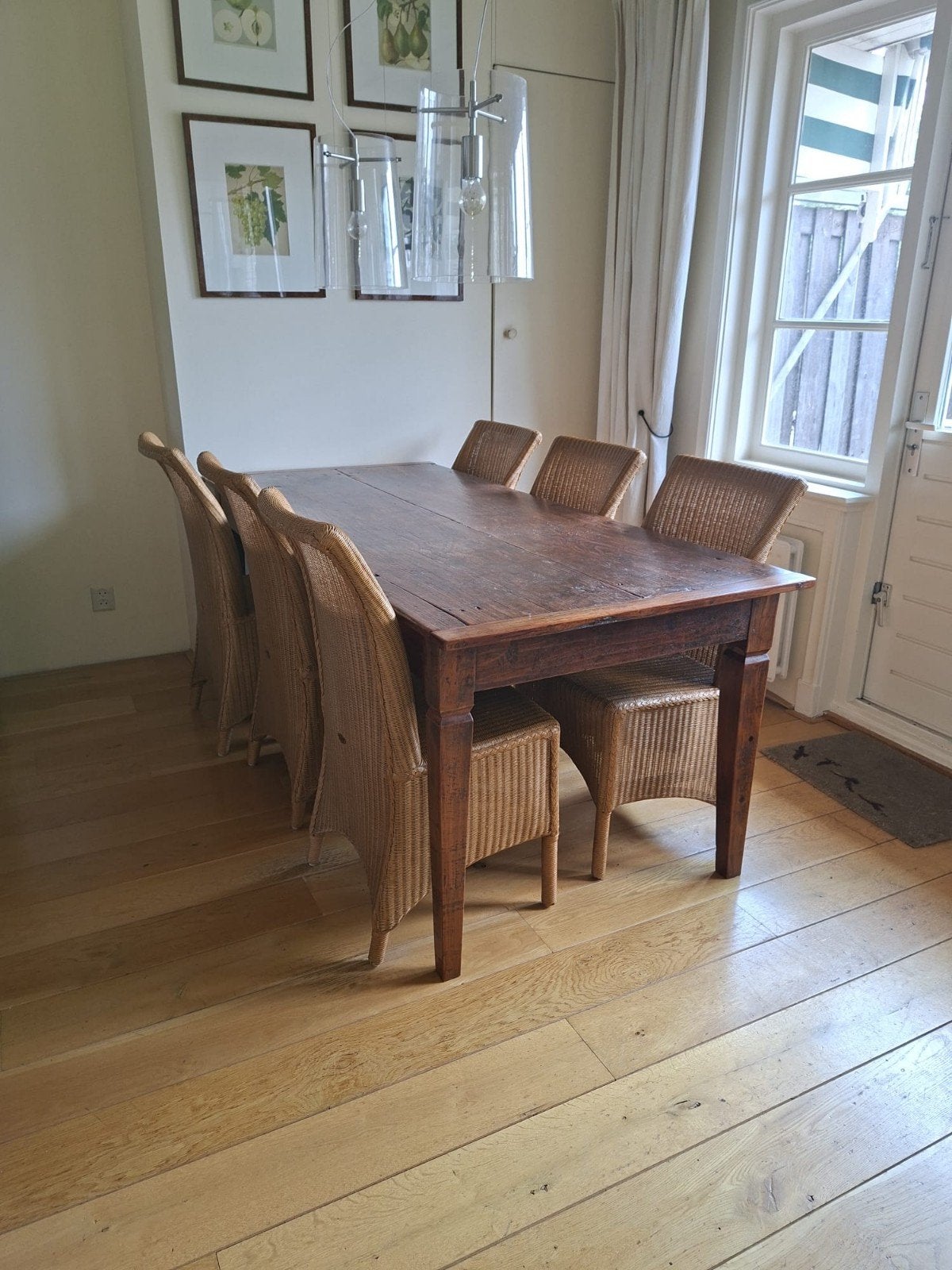 Eettafel met 6 rieten Lloyd Loom stoelen, Ophalen, 4 tot 6 stoelen