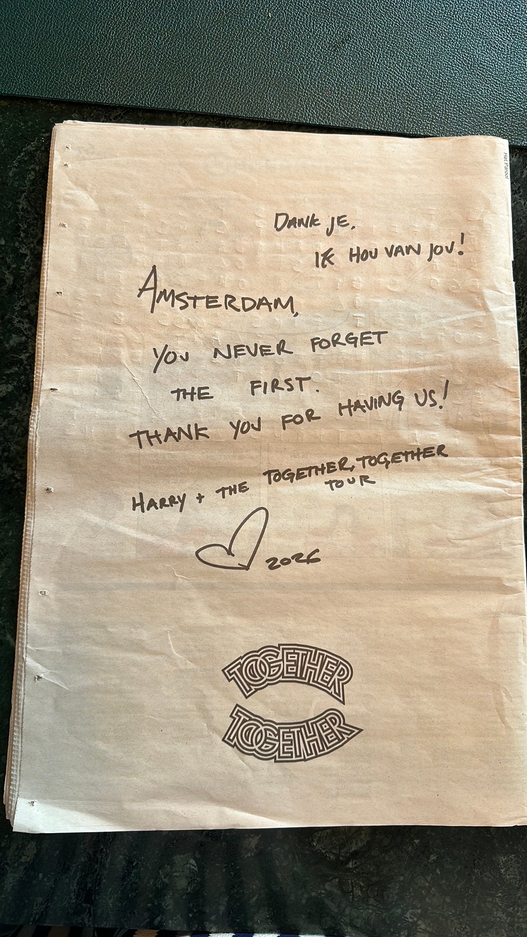 Harry Styles advertentie Parool, Ophalen of Verzenden, Nieuw, Folder