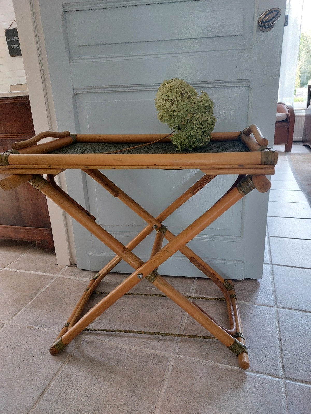 vintage bamboe opklaptafel, Ophalen