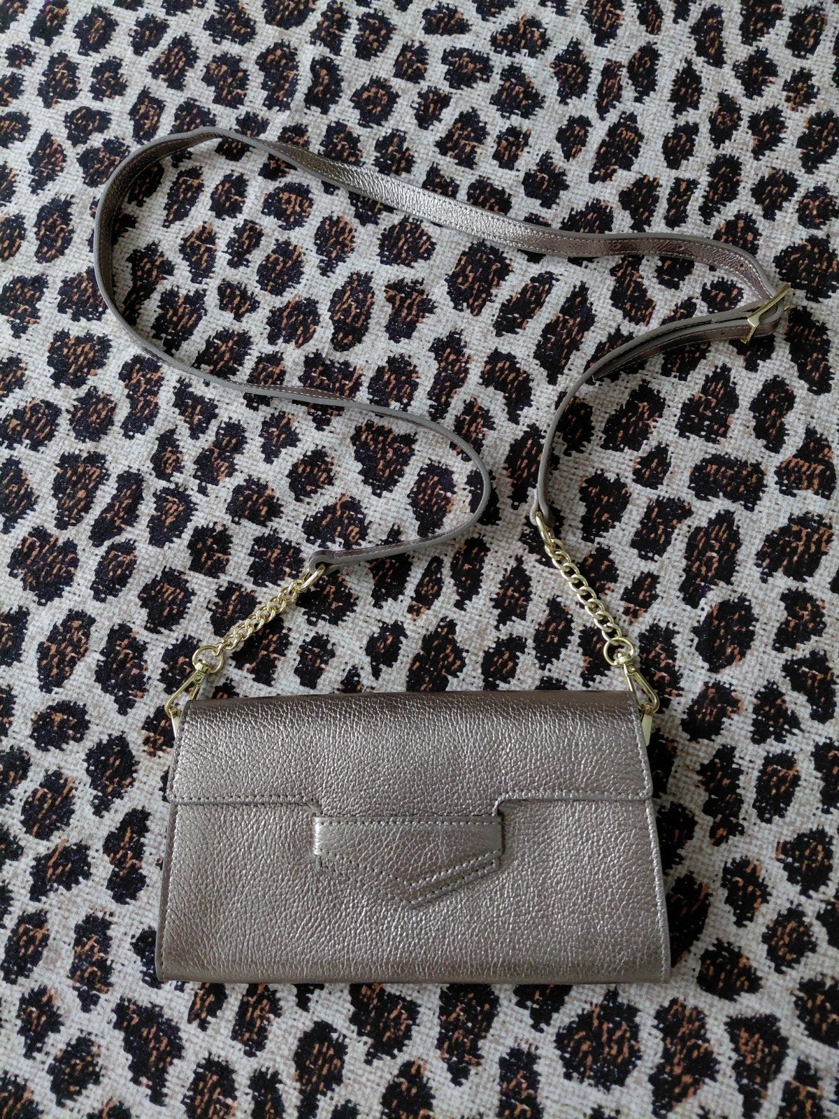 Nieuw Gouden  crossbody clutch 100% leer tas, Ophalen of Verzenden, Nieuw, Schoudertasje