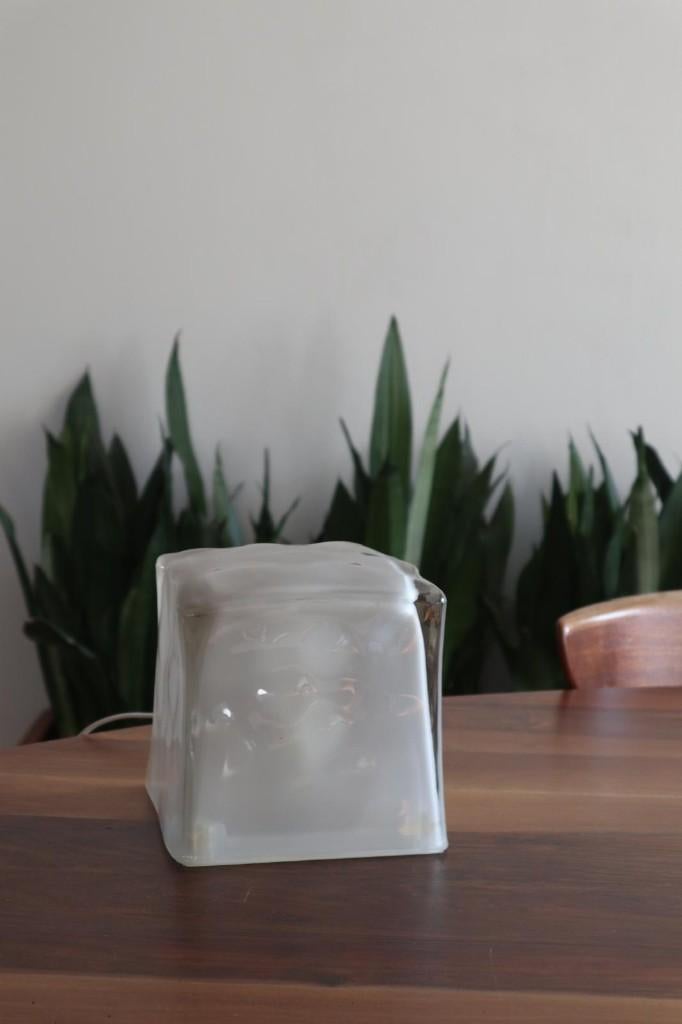 Vintage IKEA Iviken Ice Cube tafellamp / retro mid deens 60, Ophalen of Verzenden, Zo goed als nieuw, Glas
