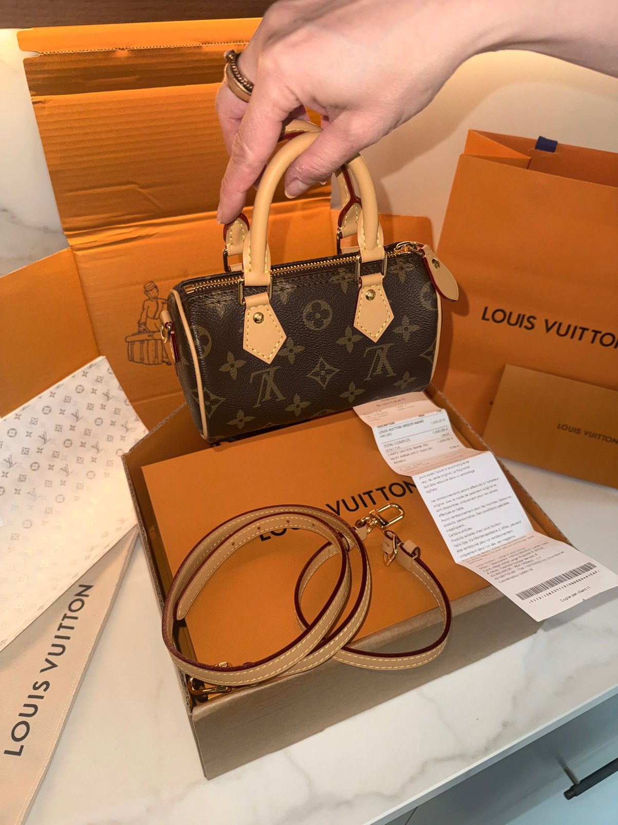 Louis vuitton speedy nano, Verzenden, Zo goed als nieuw, Bruin, Handtas