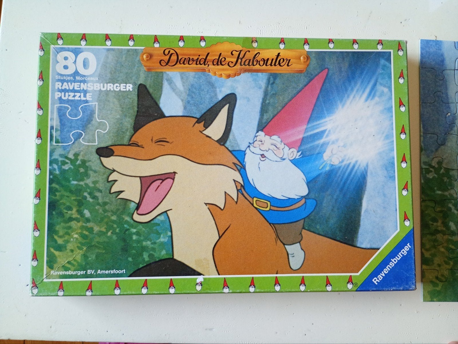Vintage David de Kabouter puzzel 80 stukjes, Ophalen of Verzenden, 10 tot 50 stukjes, Gebruikt, 4 tot 6 jaar