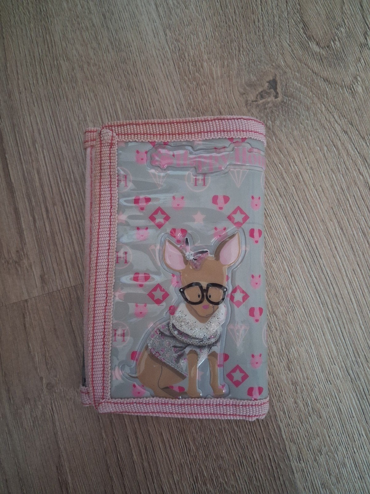 happy house kinder portemonnee roze hondjes klittenband meis, Ophalen of Verzenden, Zo goed als nieuw, Roze