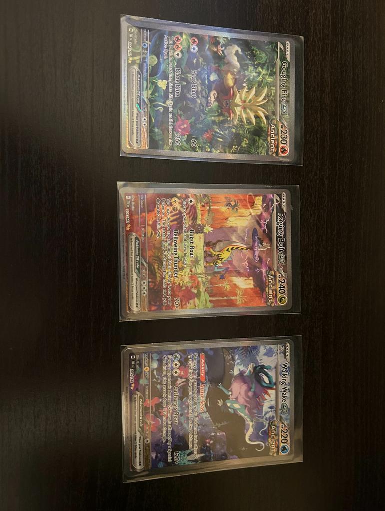 Pokemon TCG - Walking wake, Raging Bolt, Gouging fire., Ophalen of Verzenden, Zo goed als nieuw