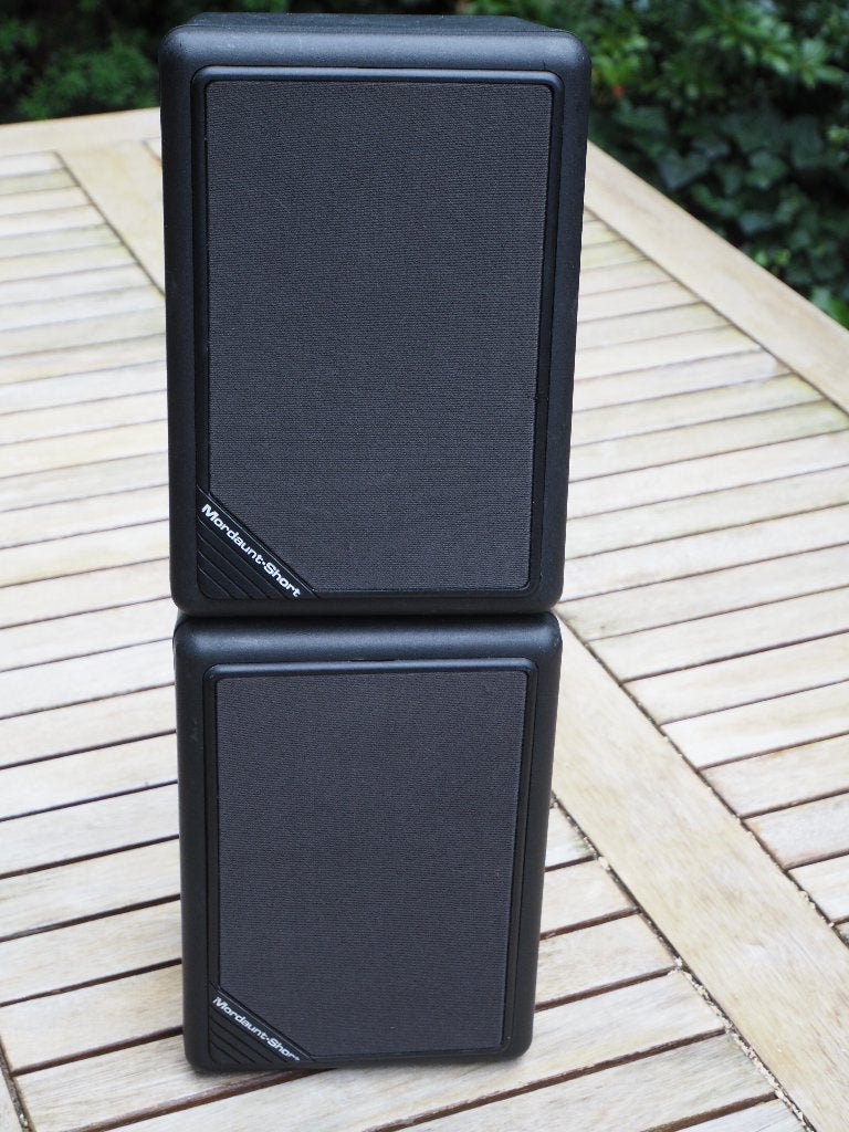 Setje zéér compacte Mordaunt Short Basreflex speakers., Ophalen of Verzenden, 60 tot 120 watt, Mordaunt Short, Boekenplank luidspreker