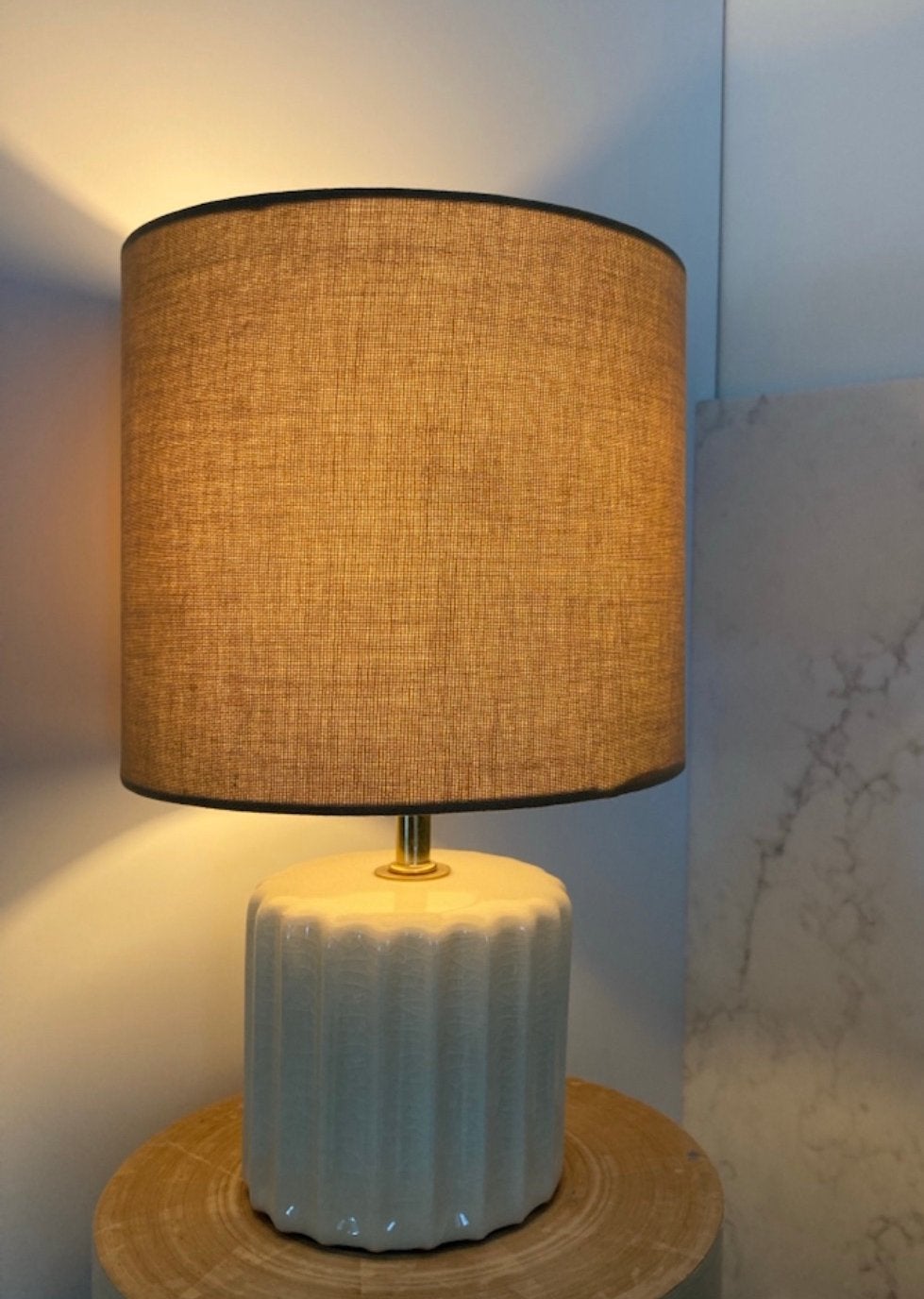 😍Linnen beige tafellamp keramiek raku geglazuurd lampenvoet, Beige, Art deco, Textiel, Ophalen of Verzenden