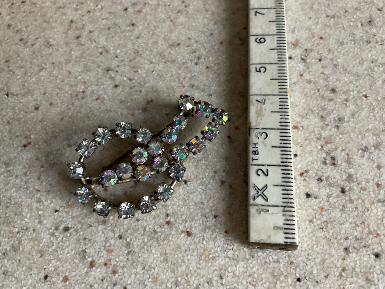 Vintage Strass broche, Ophalen of Verzenden, Gebruikt, Zilver, Overige materialen