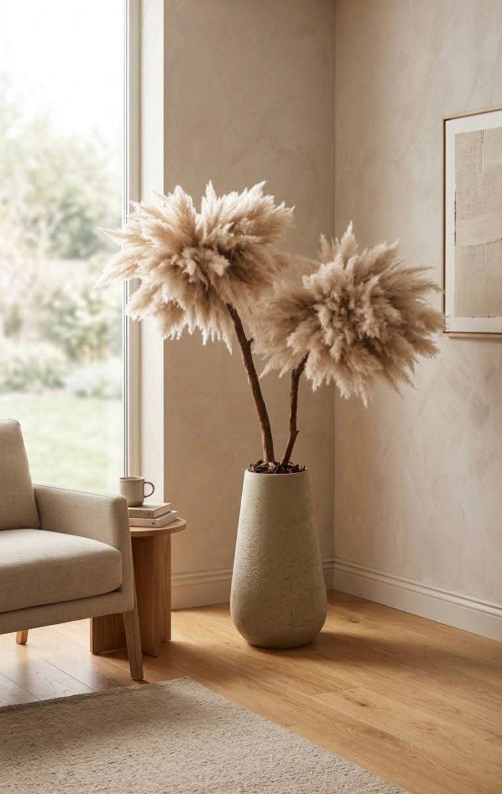 Pampas boom incl pot (afgeprijsd via marktplaats), Binnen, Handgemaakt, Nieuw, Ophalen of Verzenden