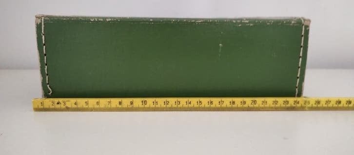 K730 VINTAGE jaren 60 kinderkoffer van geperst karton groen, Overige materialen, Gebruikt, Onbekend, Minder dan 50 cm