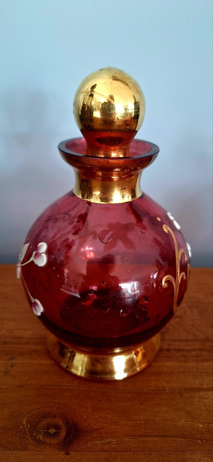 Antieke Parfumfles Boheems glas, Ophalen of Verzenden