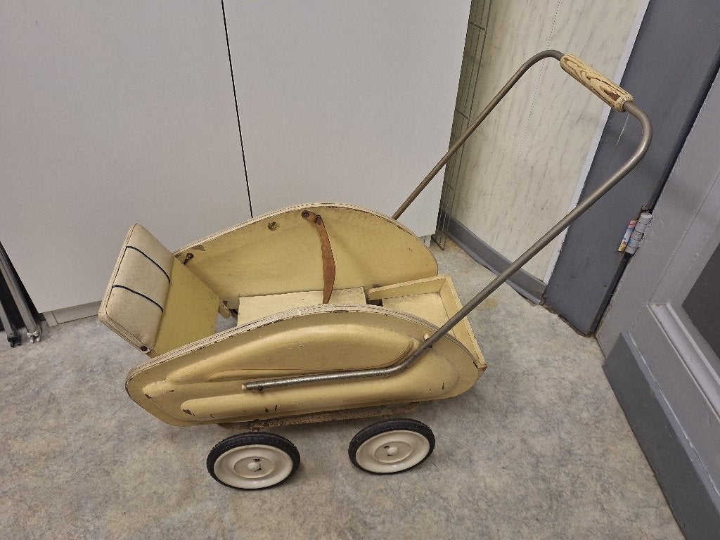 oud beige houten kinder/poppenwagentje, jaren 60, Ophalen of Verzenden