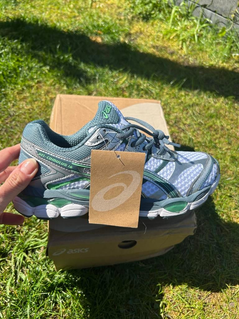 Nieuwe ASICS Gel-Cumulus, groen-wit-zilv, Hardloopschoenen, Nieuw, Ophalen of Verzenden, Hardlopen