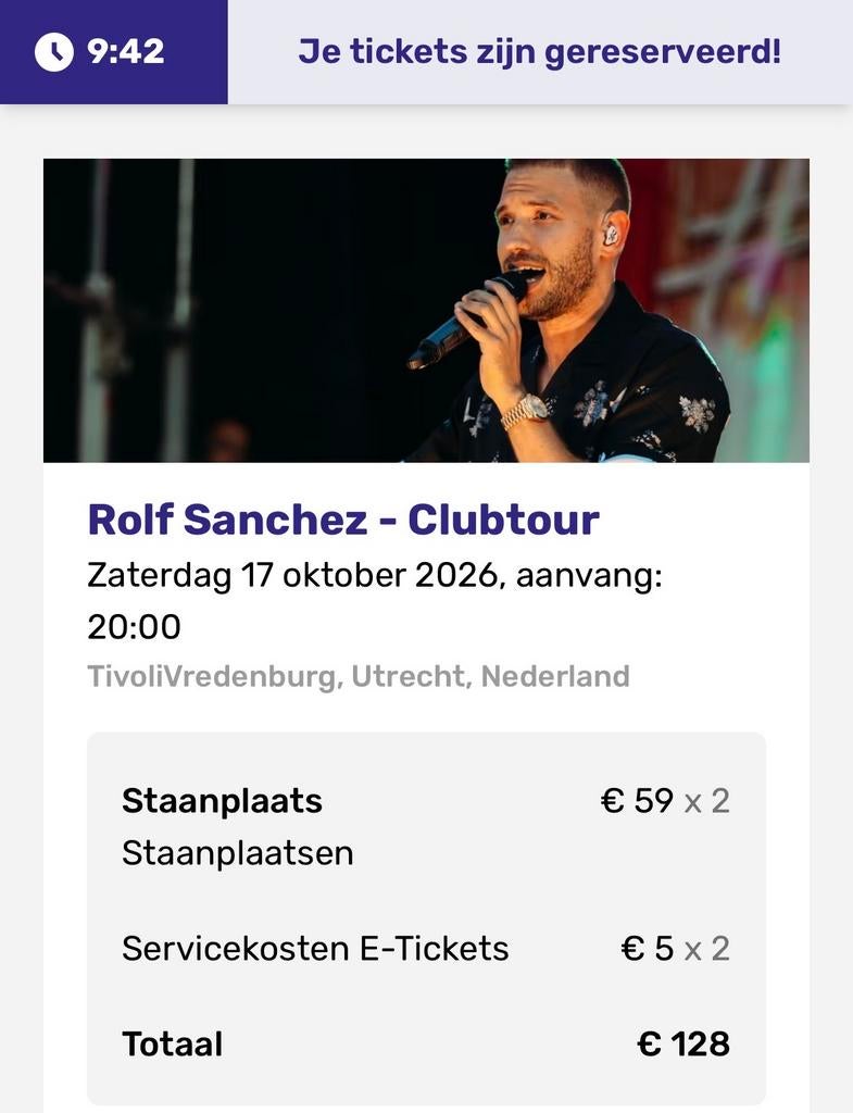 2 kaartje voor Rolf Sanchez 17 okt 2026, Eén persoon, Oktober
