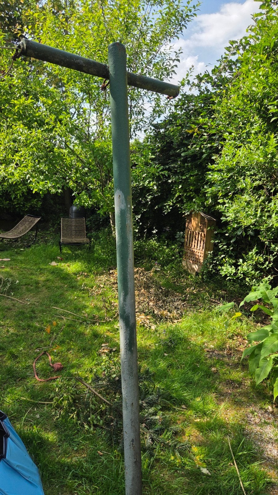 Waslijn palen: 1x hout, 1x metaal/ijzer, Ophalen, Gebruikt
