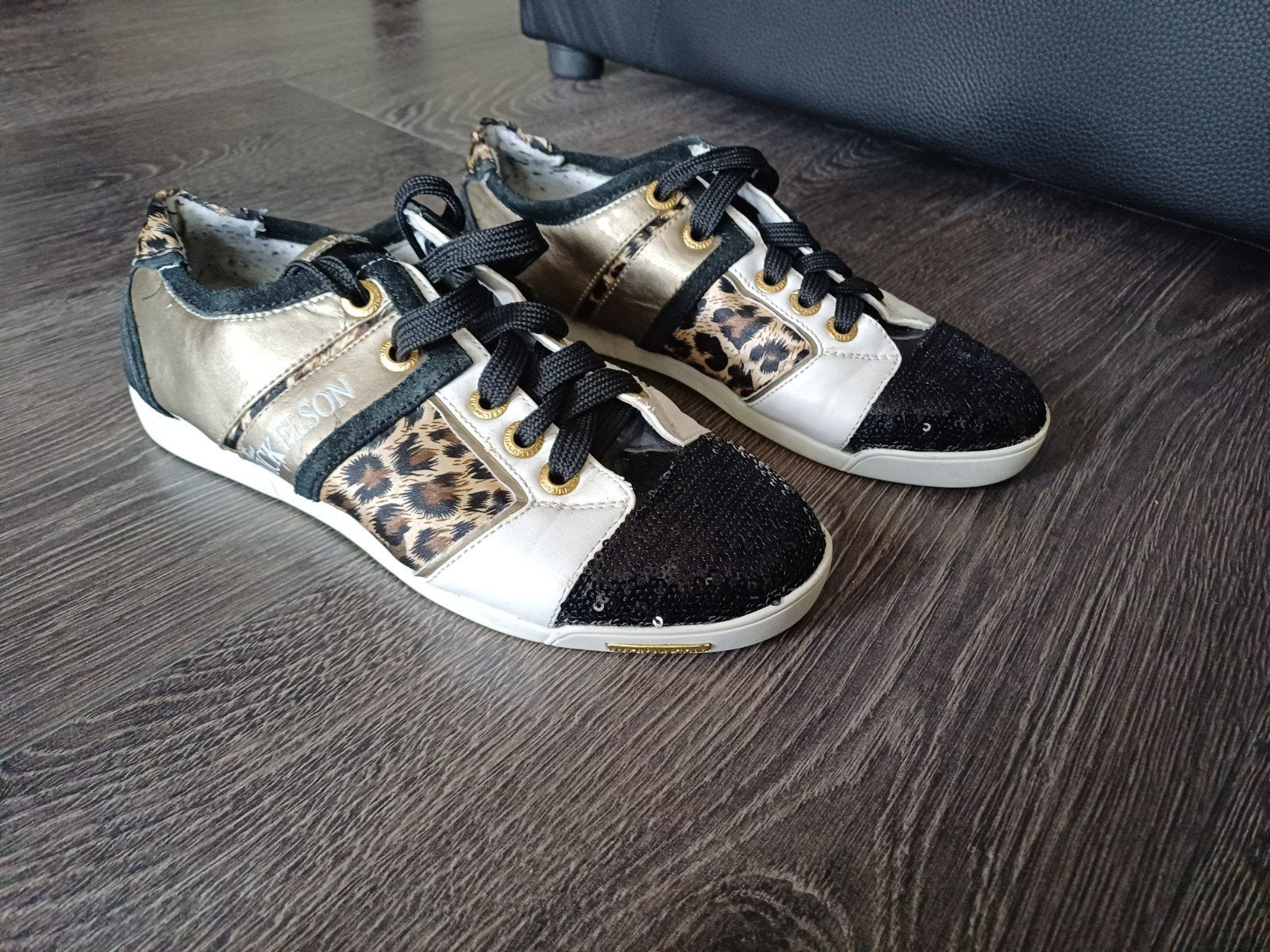 Nickelson sneakers met luipaardprint en pailletten, Zwart, Nickelson, Ophalen of Verzenden, Sneakers of Gympen