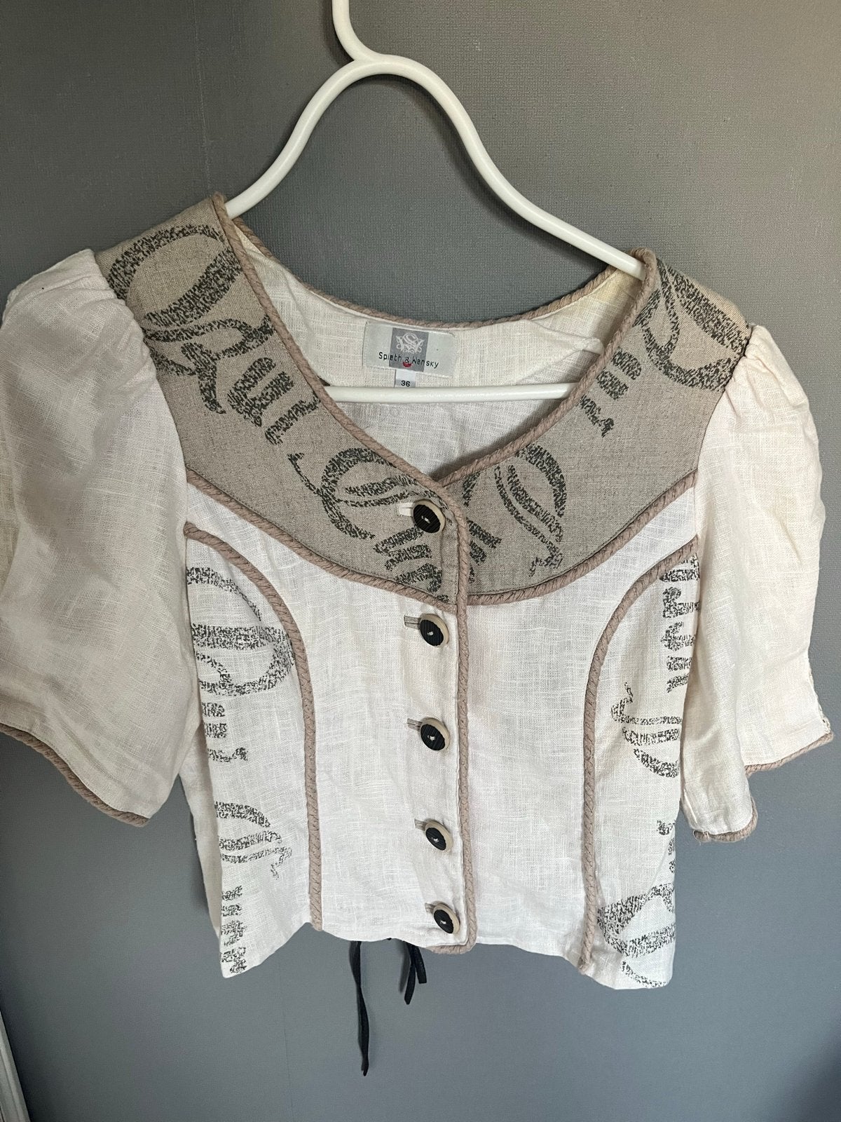 Spieth & Wensky vintage dirndl top, Kleding | Dames, Wit, Ophalen of Verzenden, Korte mouw, Maat 36 (S)