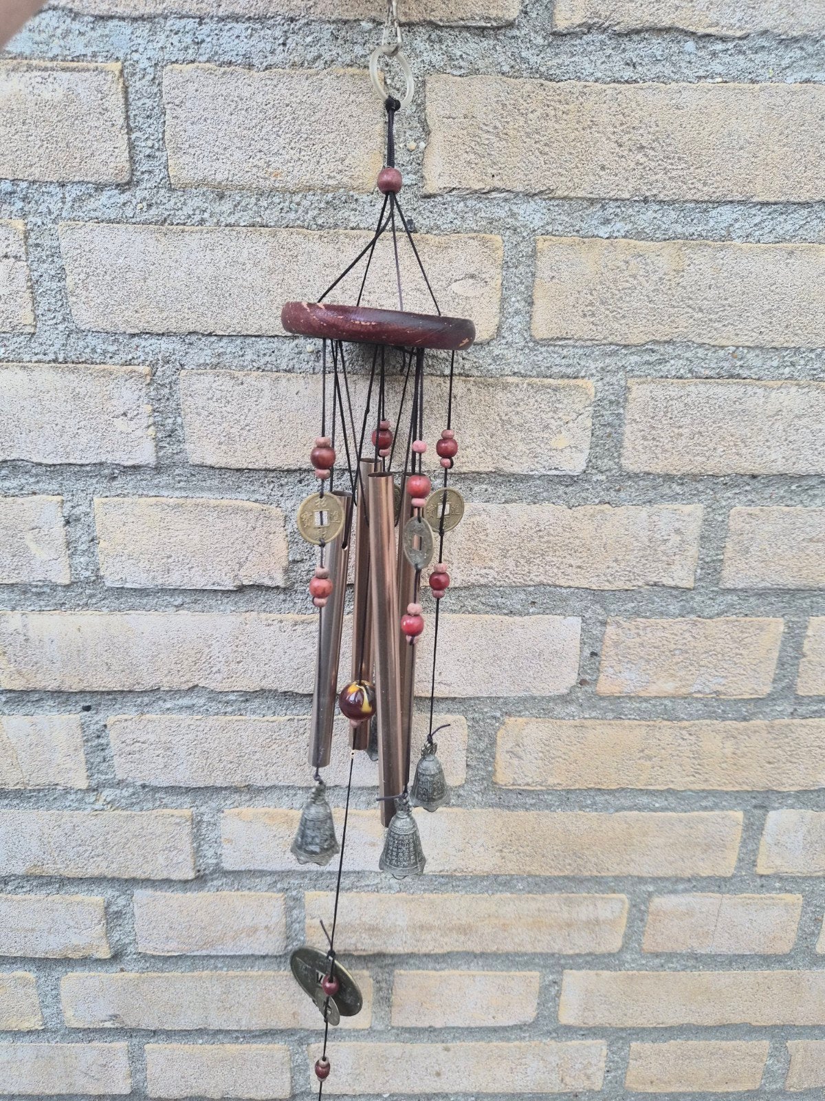 Oosterse windgong met munten en belletjes, Gebruikt, Ophalen of Verzenden, Oosters, Metaal