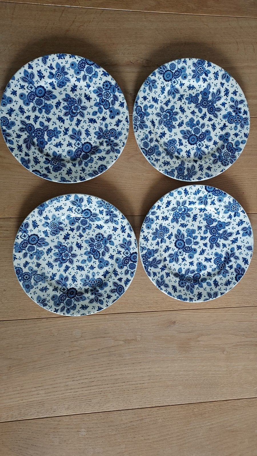 4x Societe Ceramique Beatrix borden, blauw-wit, 21,5 cm, Antiek en Kunst, Ophalen of Verzenden