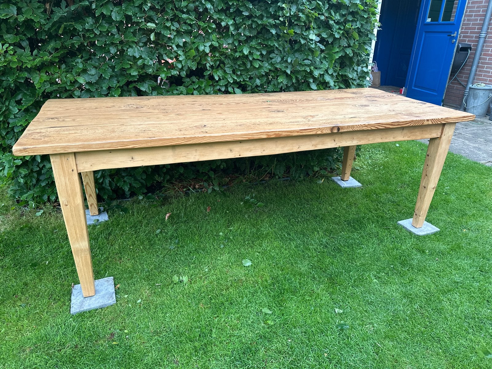 Grote eettafel van oud spoorwagonhout - 100x240cm, Huis en Inrichting, Tafels | Eettafels, Gebruikt, 100 tot 150 cm, 200 cm of meer