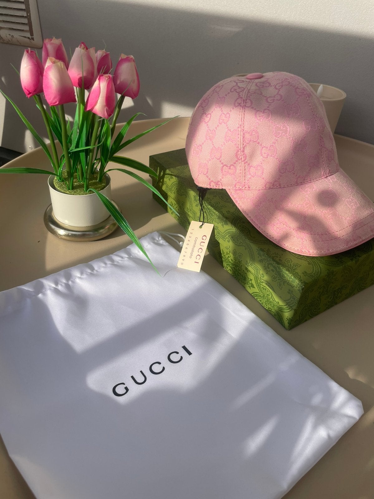Roze gucci pet, Kleding | Heren, Hoeden en Petten, Ophalen of Verzenden, Zo goed als nieuw