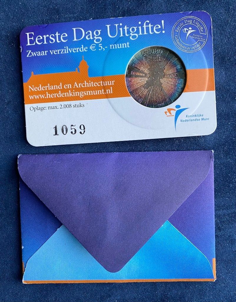 5 Euro 2008 - Het Architectuur Vijfje - Eerste Dag Uitgifte, Postzegels en Munten, Ophalen of Verzenden, Koningin Beatrix, Euro's