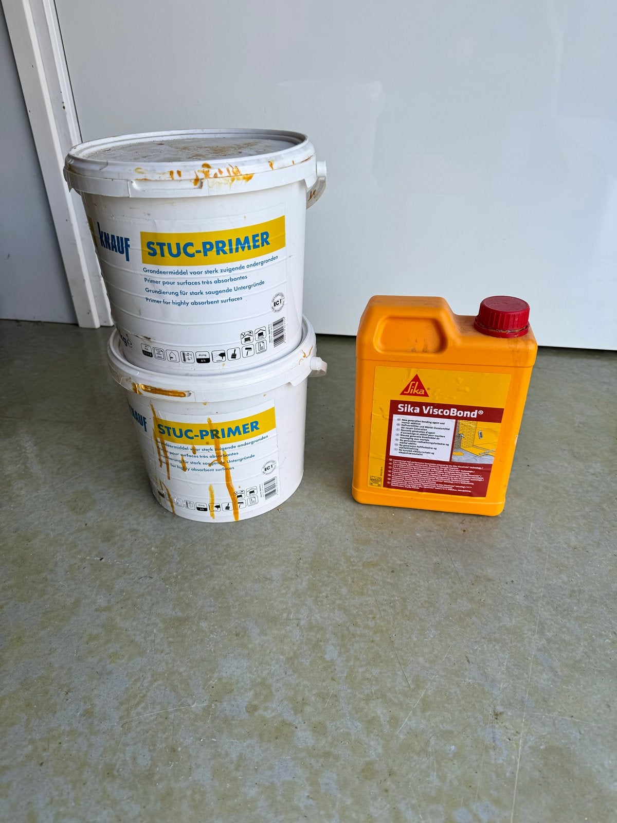 Knauf Stuc-Primer & Sika Viscobond Primer/Mortel Toeslagmidd, Ophalen of Verzenden, Gebruikt