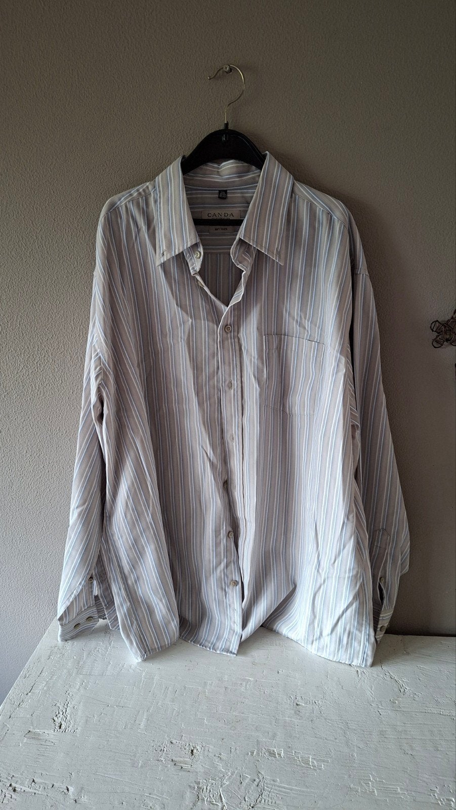 Canda overhemd lange mouw 2XL soft touch, Kleding | Heren, Overhemden, Zo goed als nieuw, Overige halswijdtes, Beige, Ophalen of Verzenden