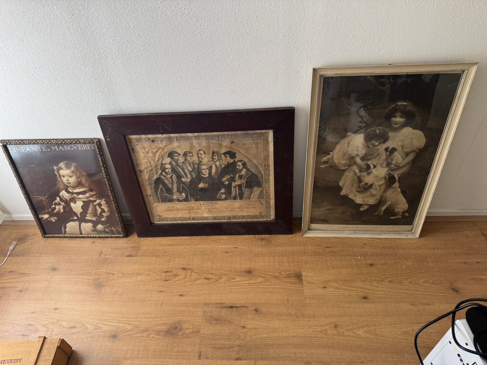 3 antieke lijsten met print, Ophalen, Zo goed als nieuw