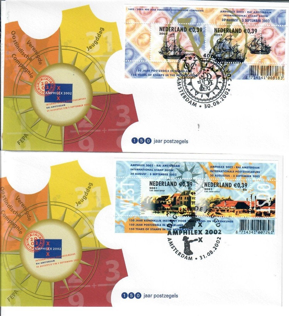 4 Enveloppen Amphilex, uitgegeven 30-8-2002 tot 3-9-2002, Ophalen of Verzenden, Envelop